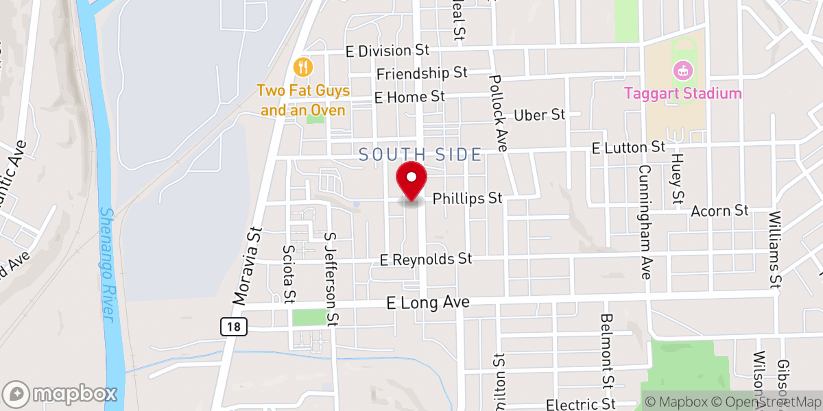 Map showing location of New Castle Revival Center