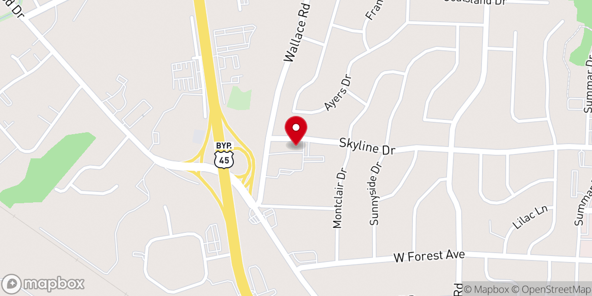 Map showing location of Skyline Church of Christ