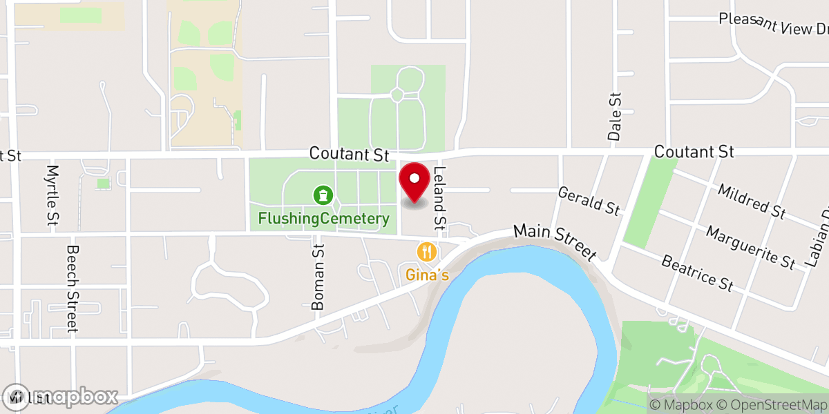 Map showing location of Flushing Pointe Church-Christ