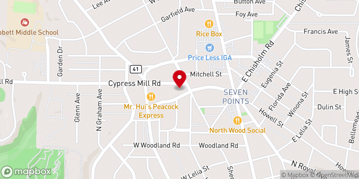 Map showing location of Sherrod Avenue Church of Christ
