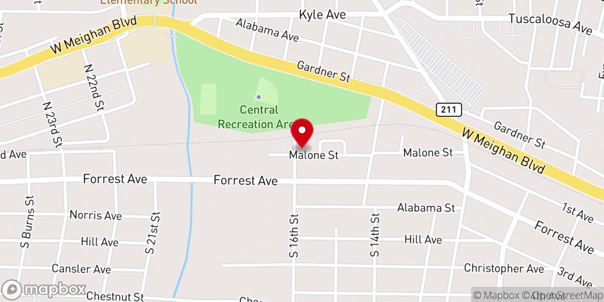 Map showing location of 16th Street Baptist Church