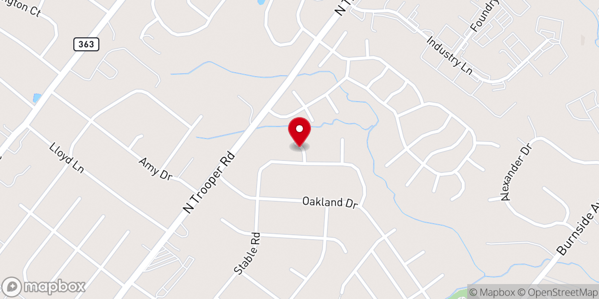 Map showing location of Calvary Chapel of Norristown