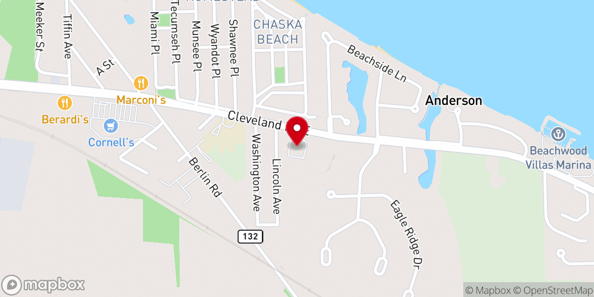 Map showing location of Faith Church Huron
