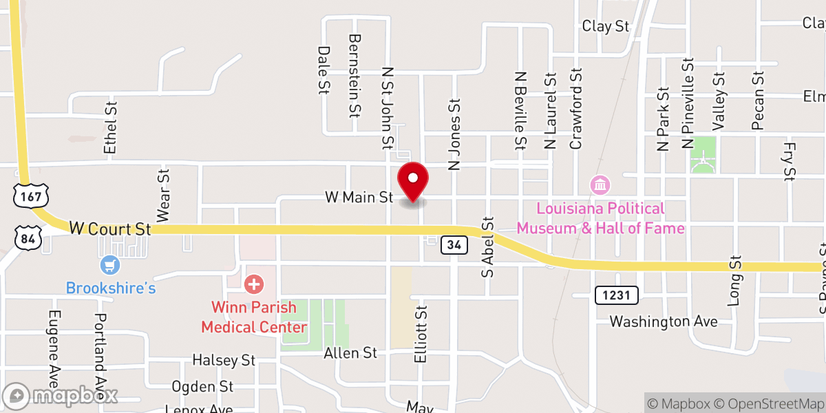 Map showing location of Winn Parish Health Unit