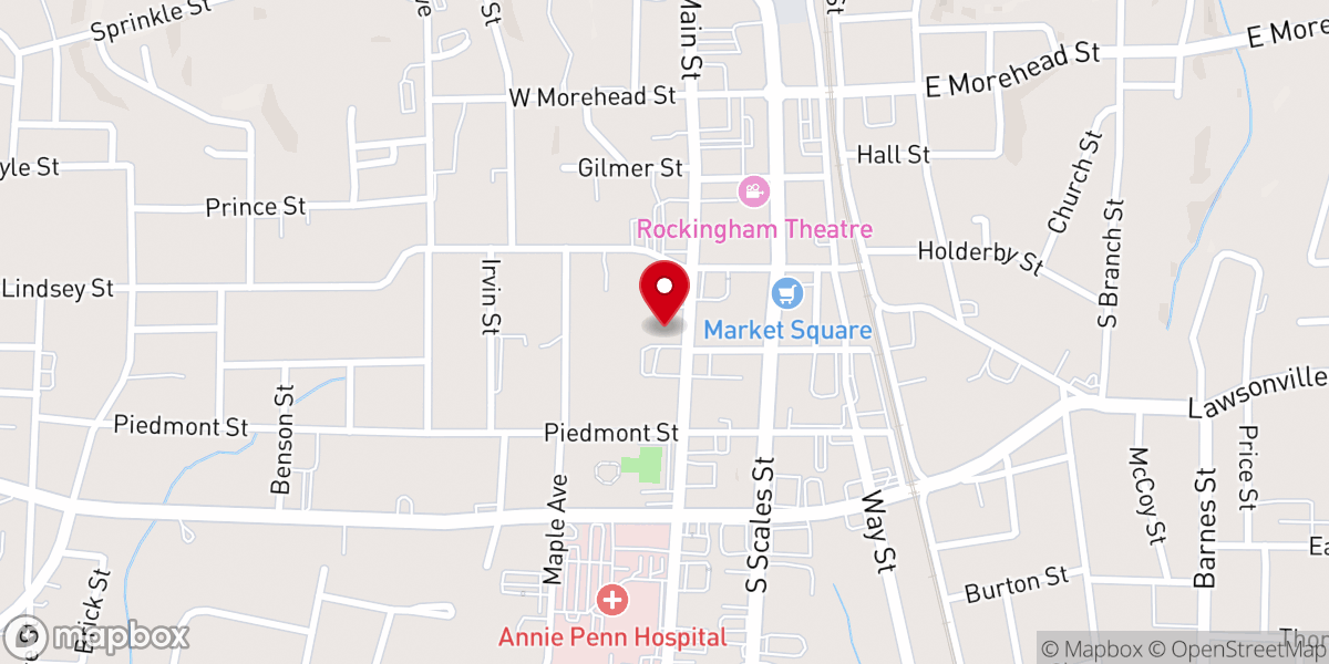 Map showing location of First Presbyterian Church Reidsville
