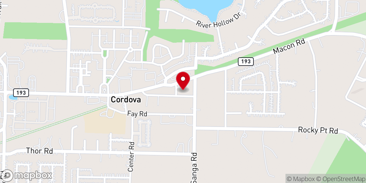 Map showing location of Cordova Baptist Church
