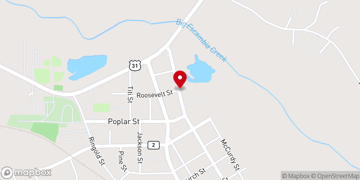 Map showing location of Flomaton Pentecostal Holiness Church