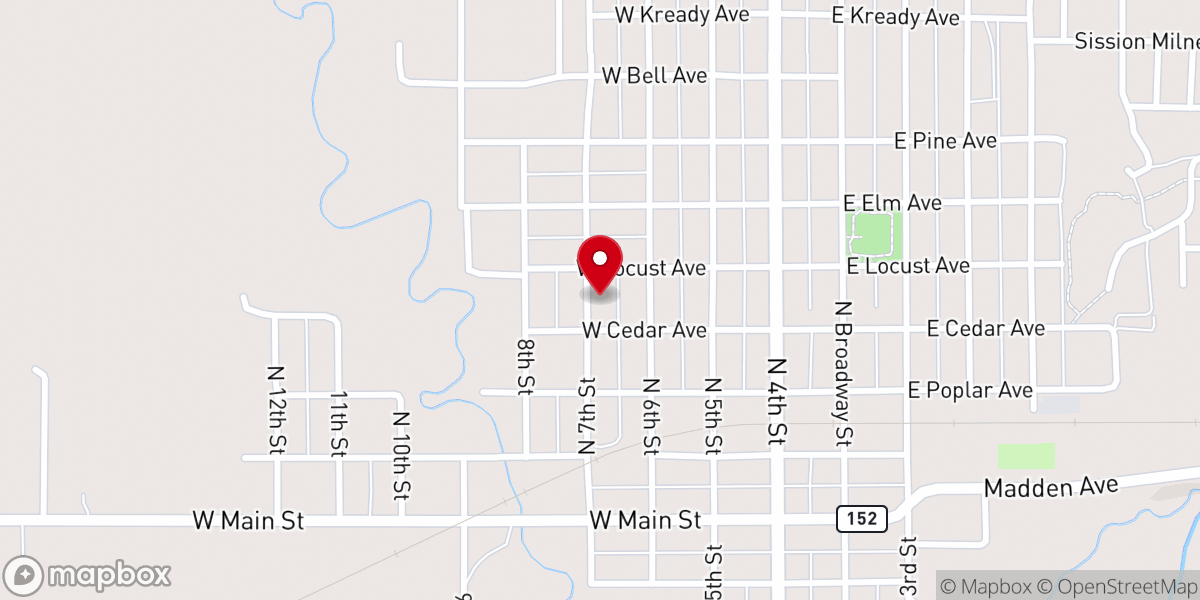 Map showing location of Sayre Assembly of God Church