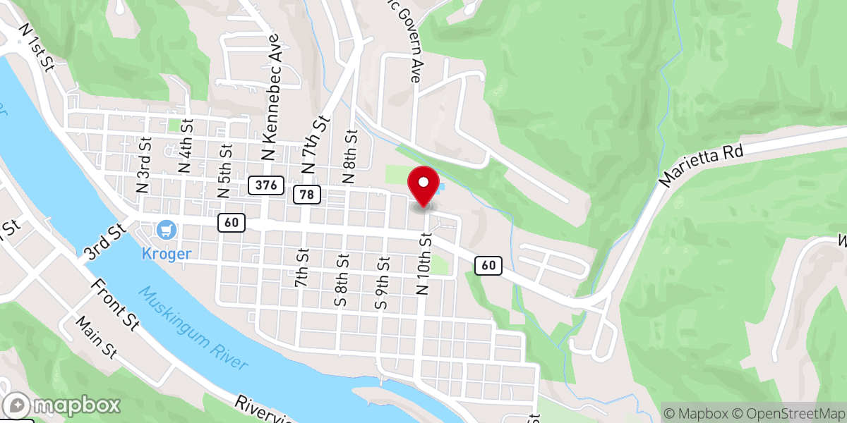 Map showing location of McConnelsville Methodist Church