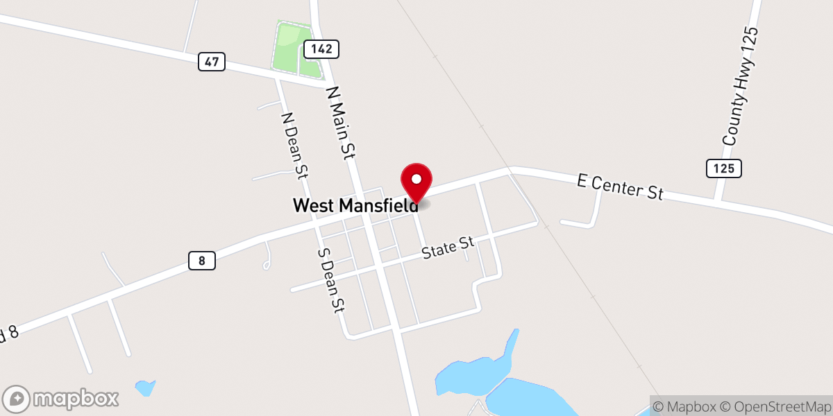 Map showing location of West Mansfield Methodist Church