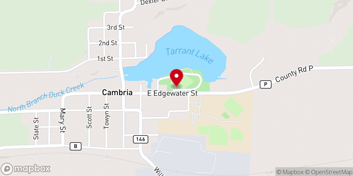 Map showing location of Cambria Park Shelter