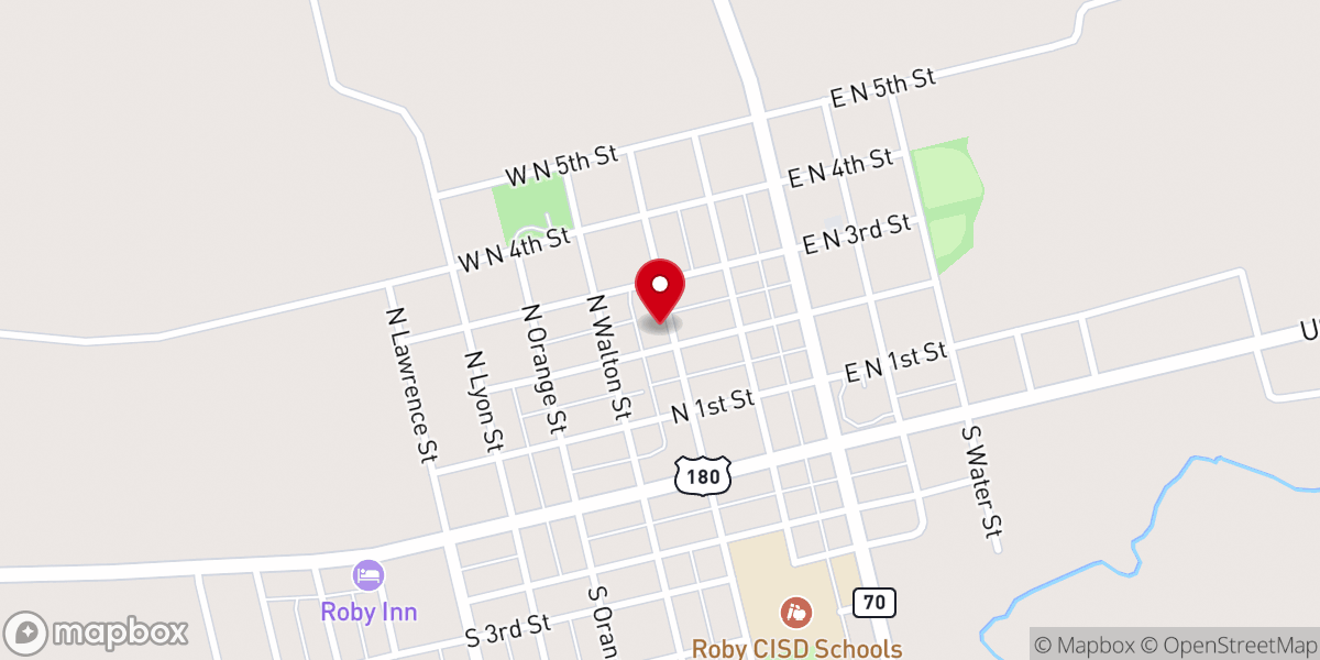 Map showing location of Roby United Methodist Church