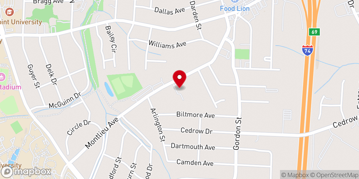 Map showing location of New Bethel Baptist Church