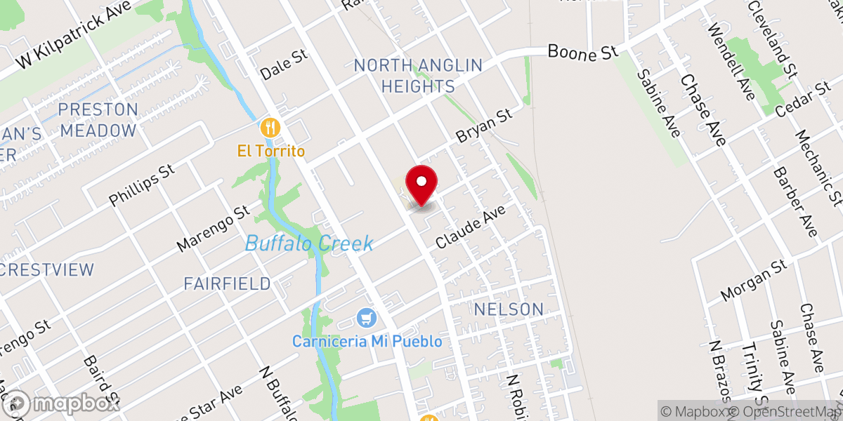 Map showing location of North Cleburne Baptist Church