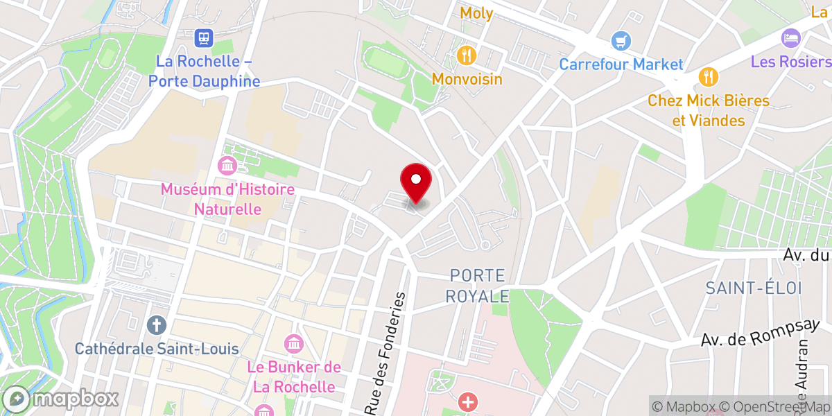 Map showing location of Parking Notre Dame