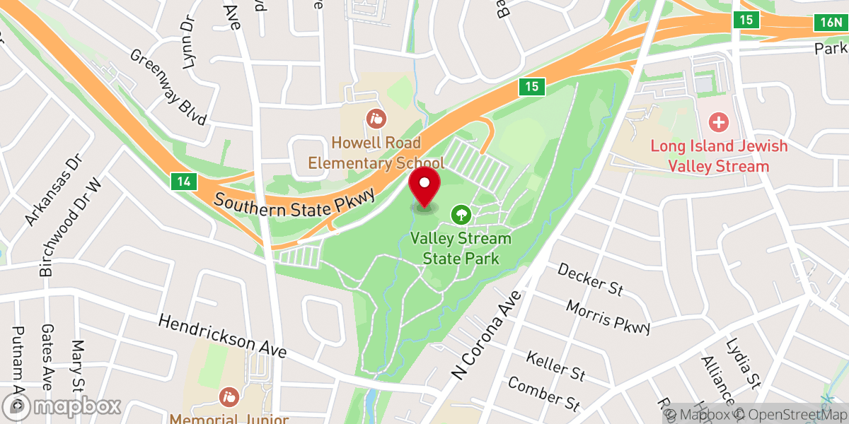 Map showing location of Valley Stream State Park