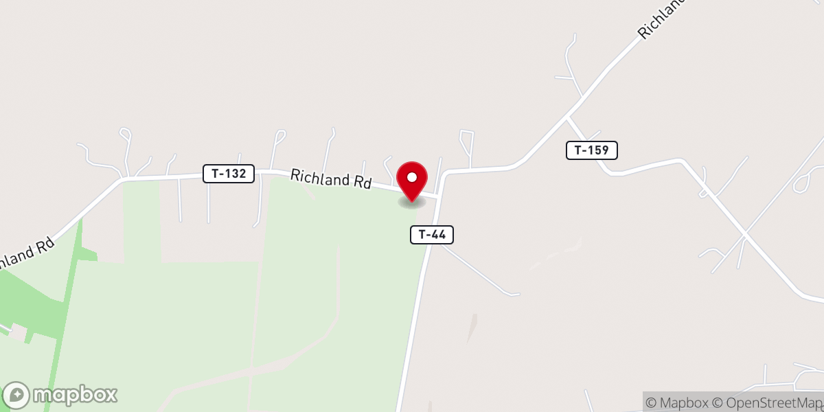 Map showing location of Richland Church