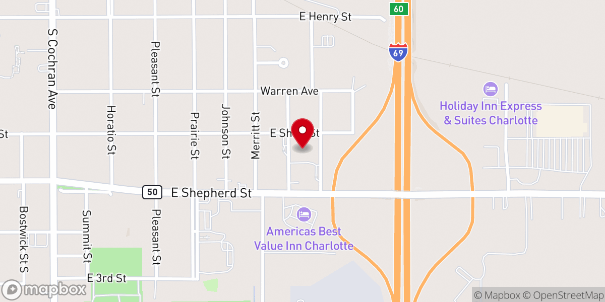 Map showing location of Helping Hands Food Pantry