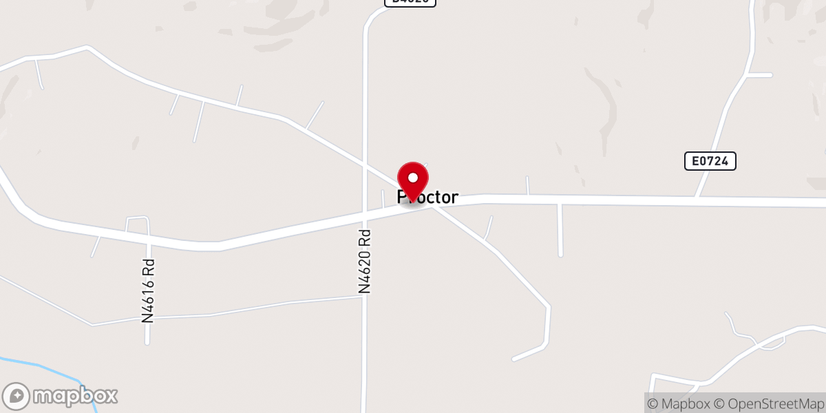 Map showing location of First Baptist Church Proctor