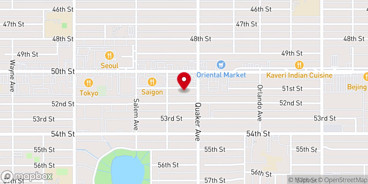 Map showing location of Quaker Avenue Baptist Church