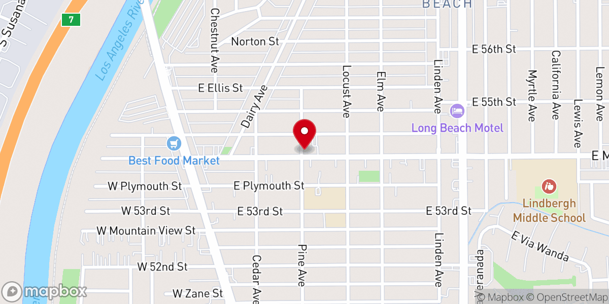 Map showing location of Samoan Church of Long Beach