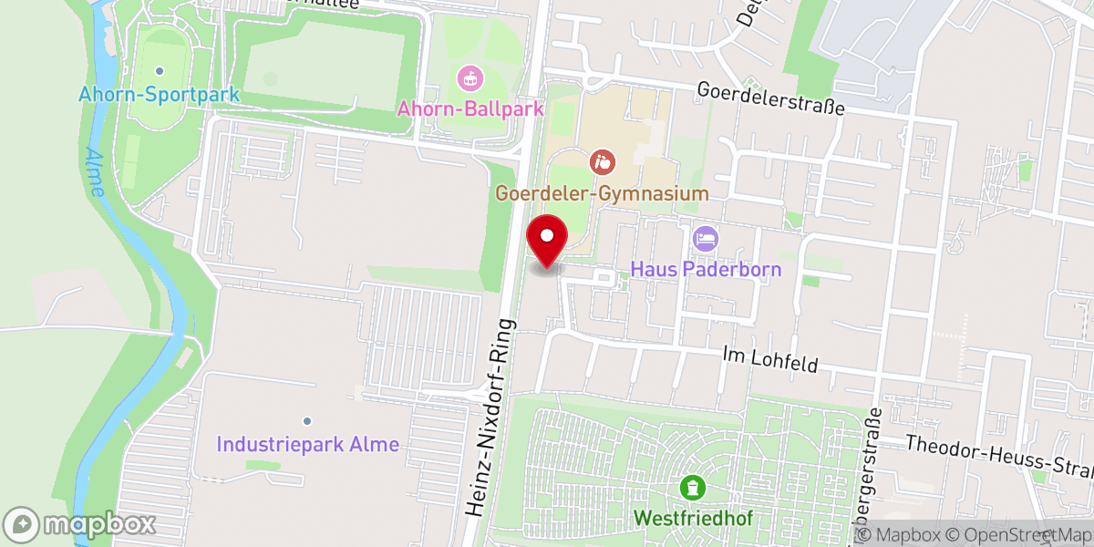 Map showing location of Johannes-GZ - Ev.-Luth. Kirchengemeinde Paderborn