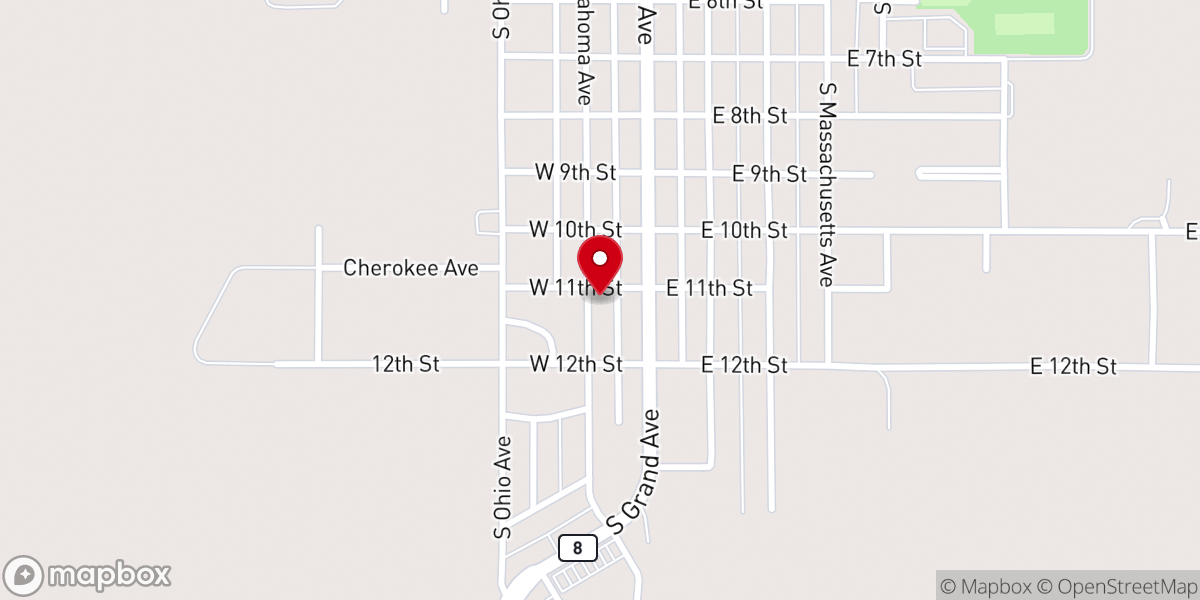 Map showing location of Bethel Baptist Church
