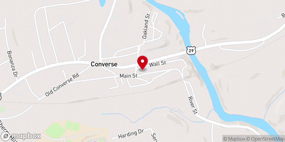 Map showing location of Converse Baptist Church