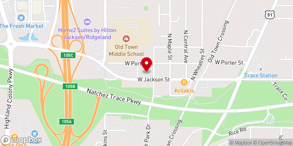 Map showing location of First Ridgeland Baptist Church