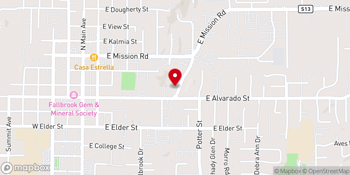 Map showing location of Fallbrook Food Pantry