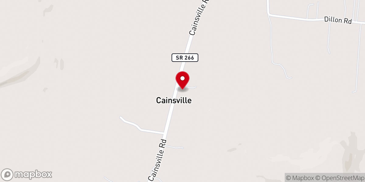 Map showing location of Cainsville Community Church