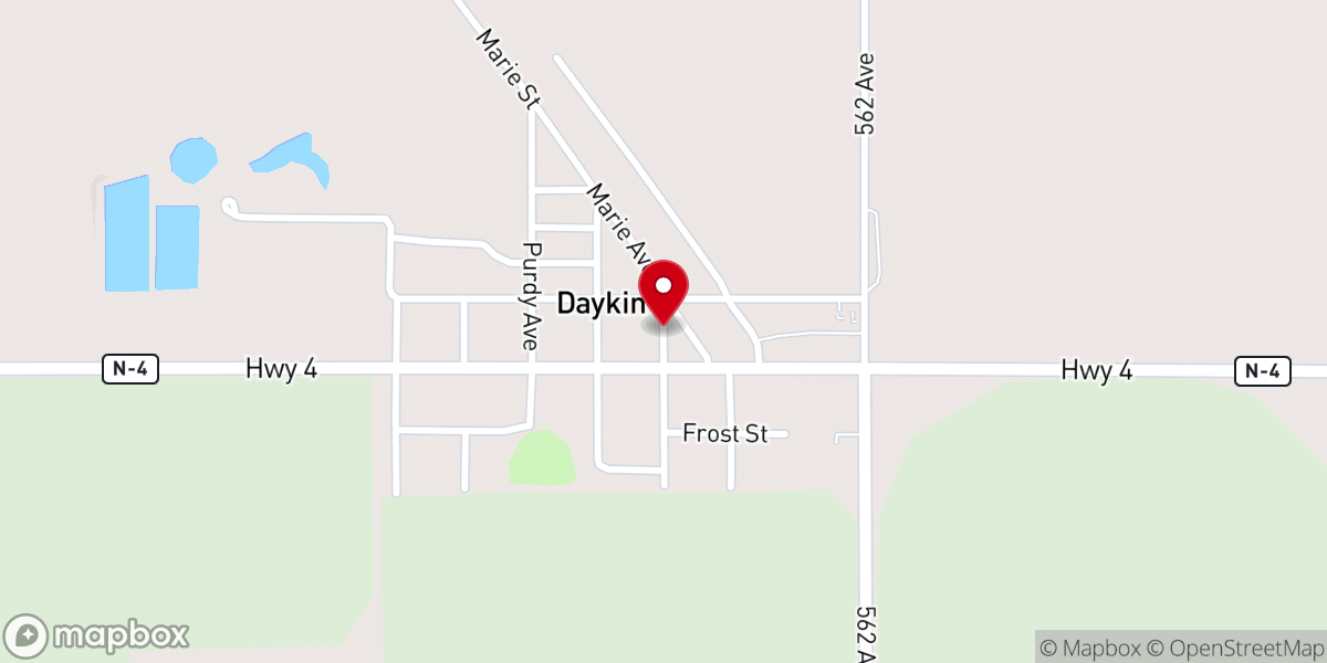 Map showing location of Daykin United Methodist Church