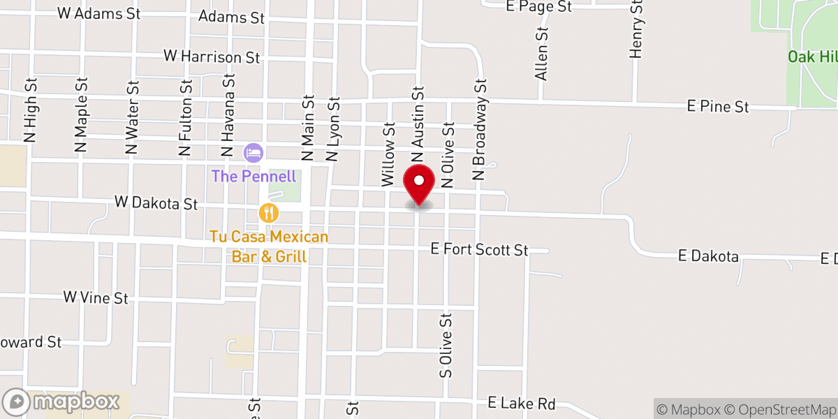 Map showing location of Calvary Baptist Church