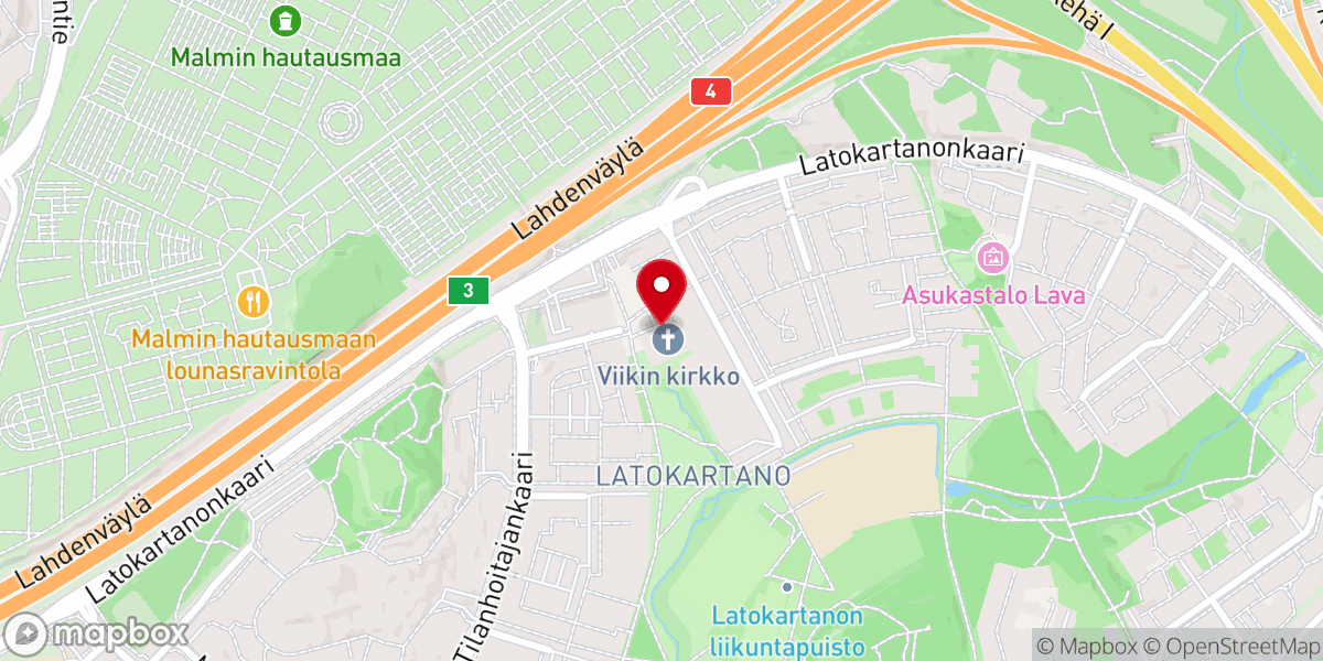 Map showing location of Viikin kirkko