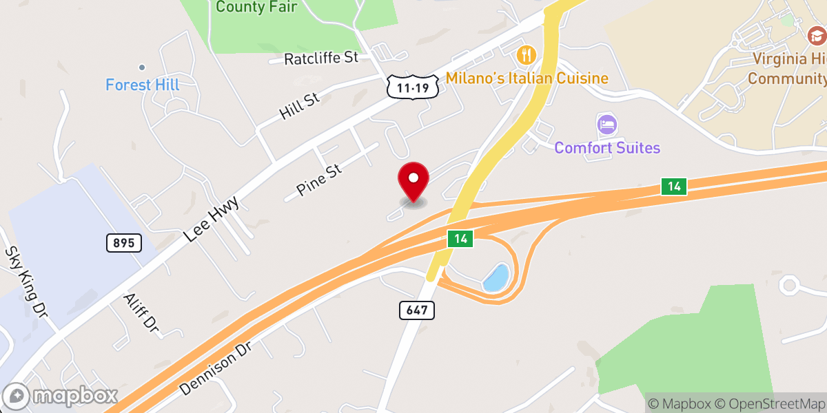 Map showing location of First Christian Church of Abingdon, Inc.