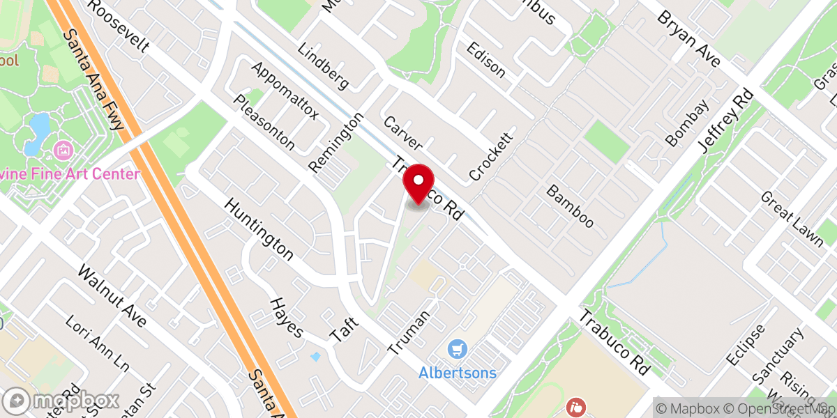 Map showing location of True Jesus Church in Irvine
