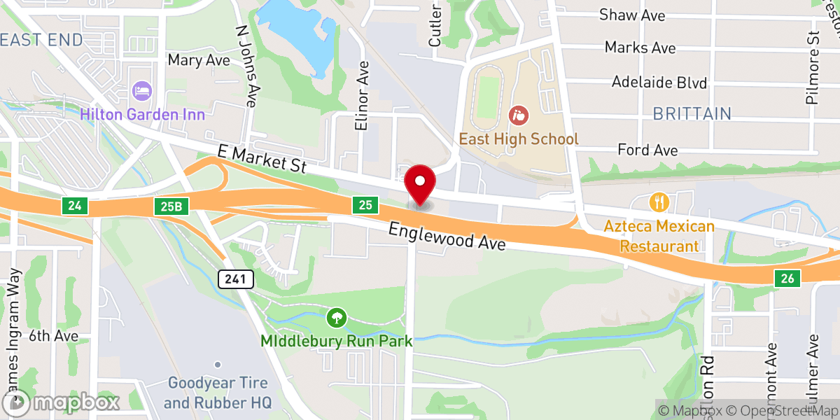 Map showing location of East Market Street United Church of Christ