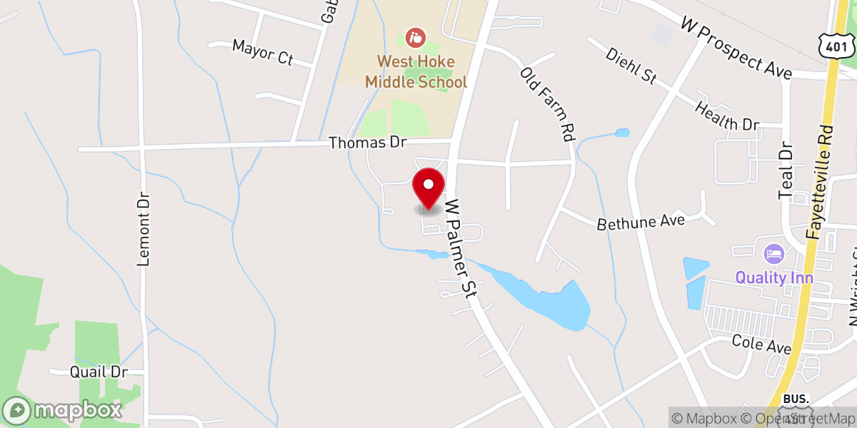 Map showing location of Raeford Evangelical Methodist Church