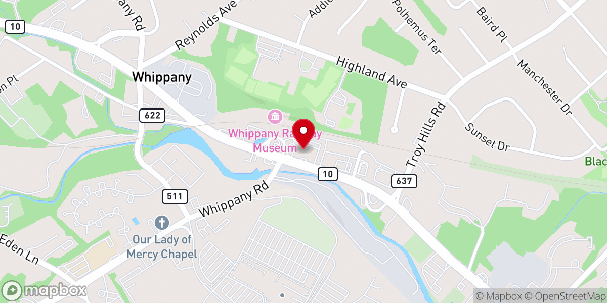 Map showing location of First Presbyterian Church of Whippany