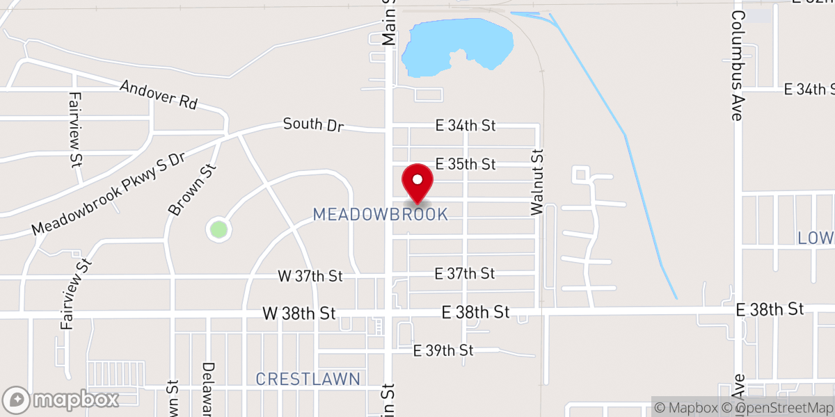 Map showing location of Meadowbrook Baptist Church