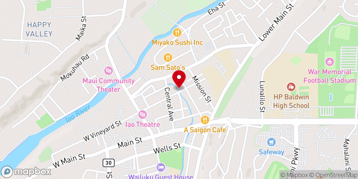 Map showing location of Wailuku Hongwanji Mission