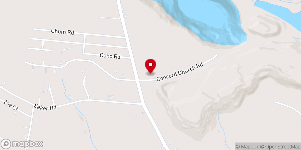 Map showing location of Concord United Methodist Ch