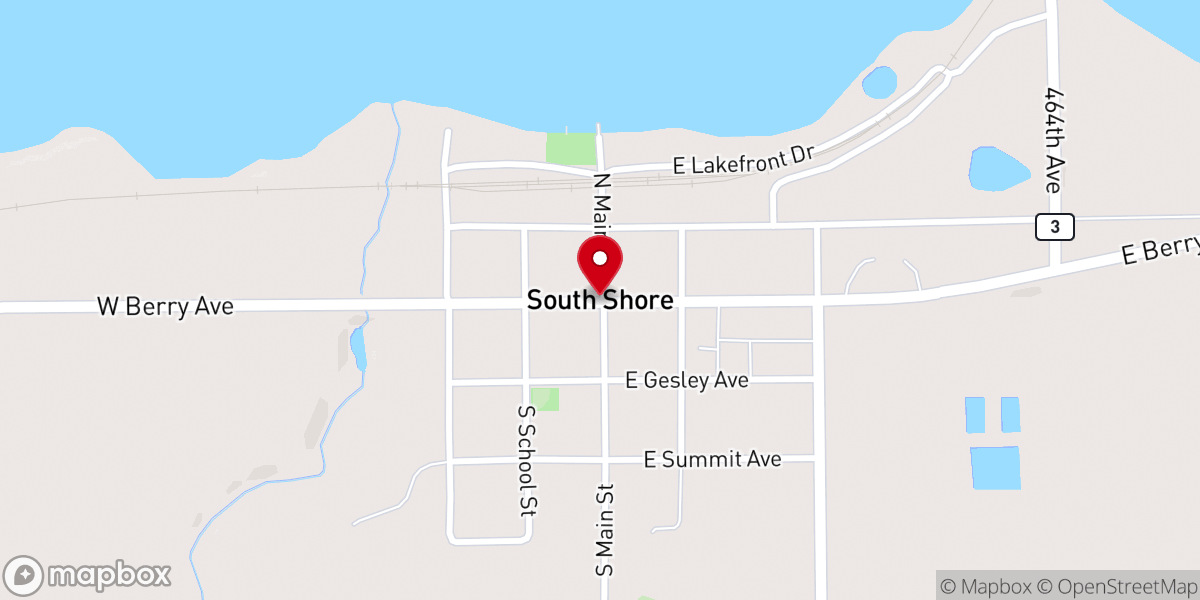 Map showing location of South Shore