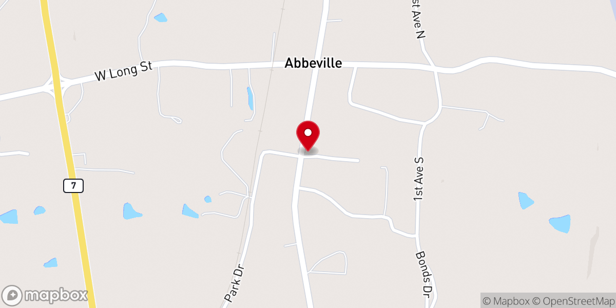 Map showing location of Abbeville Methodist Church