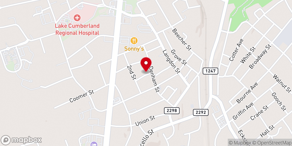 Map showing location of Denham Street Baptist Church