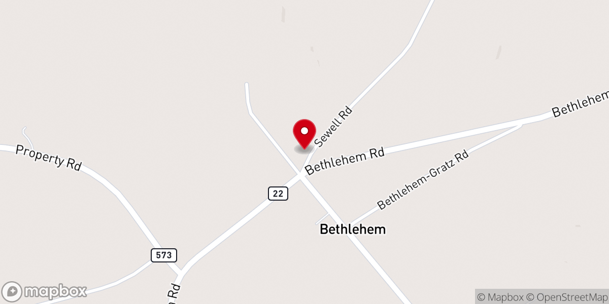 Map showing location of Bethlehem Methodist Church