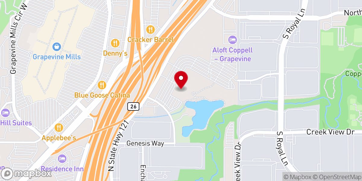 Map showing location of Fellowship Church - Grapevine Campus