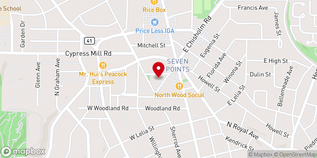 Map showing location of North Wood United Methodist