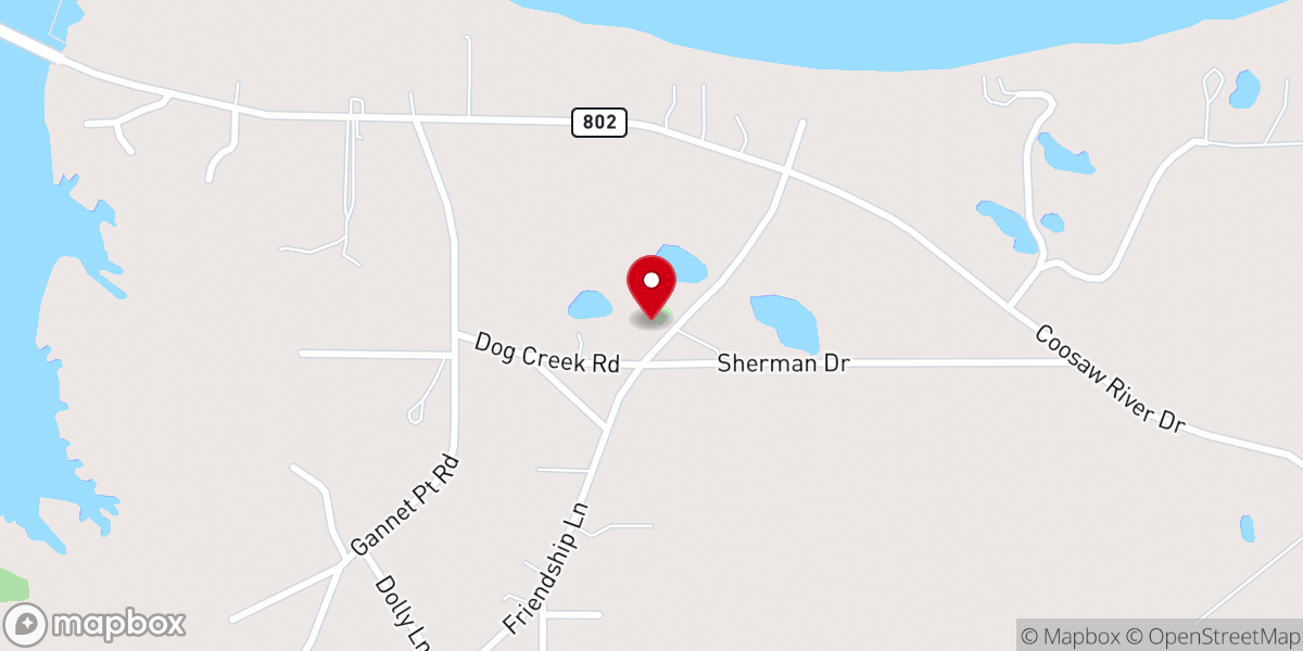 Map showing location of Friendship Baptist Church
