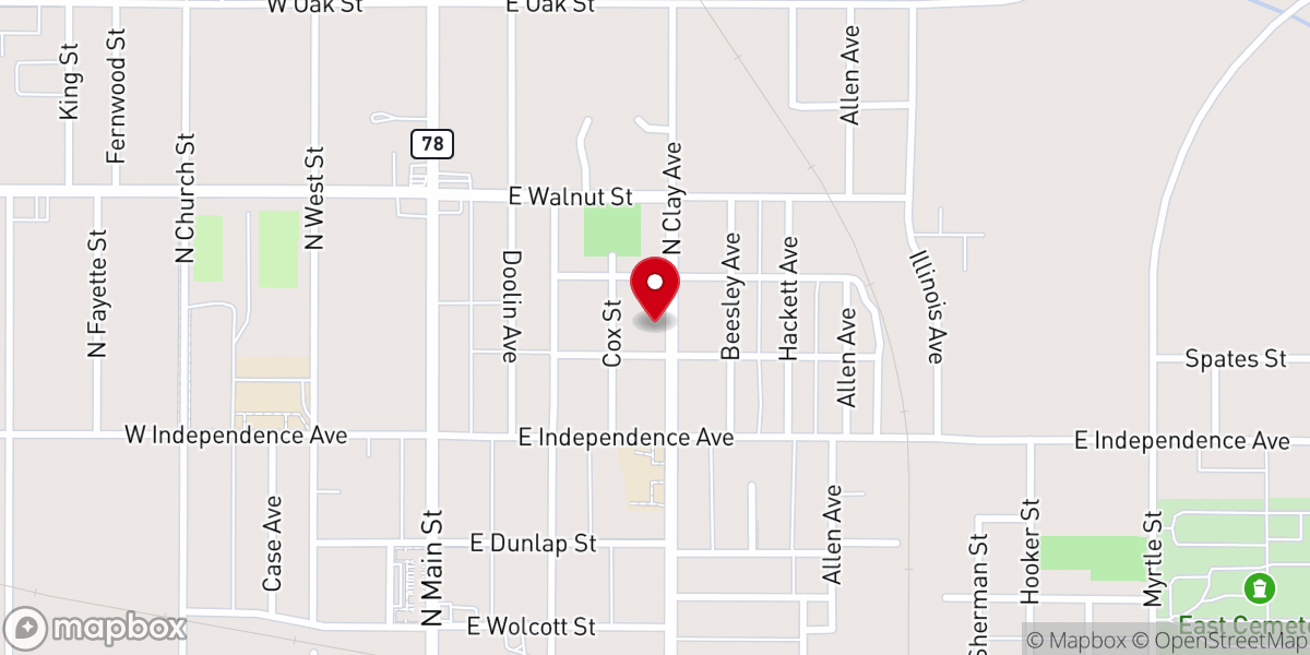 Map showing location of Bethel AME Church